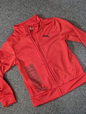 Puma Toddler 4T Red Full Zip Track Jacket Black Logo Athletic Jacket